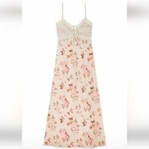 70/21 Floral Maxi Dress in Cream and Pink XS
